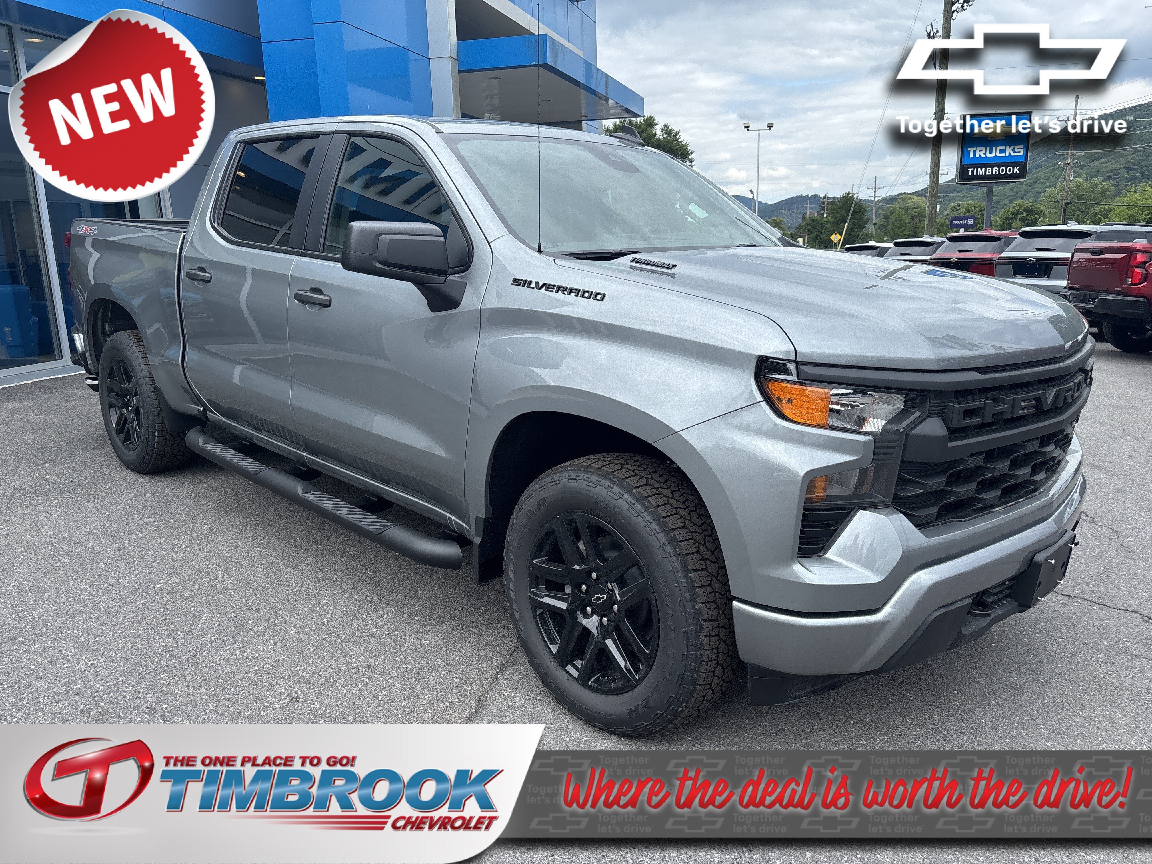 2026 Chevrolet Silverado 1500 Custom in Sterling Gray Metallic — front three-quarter view