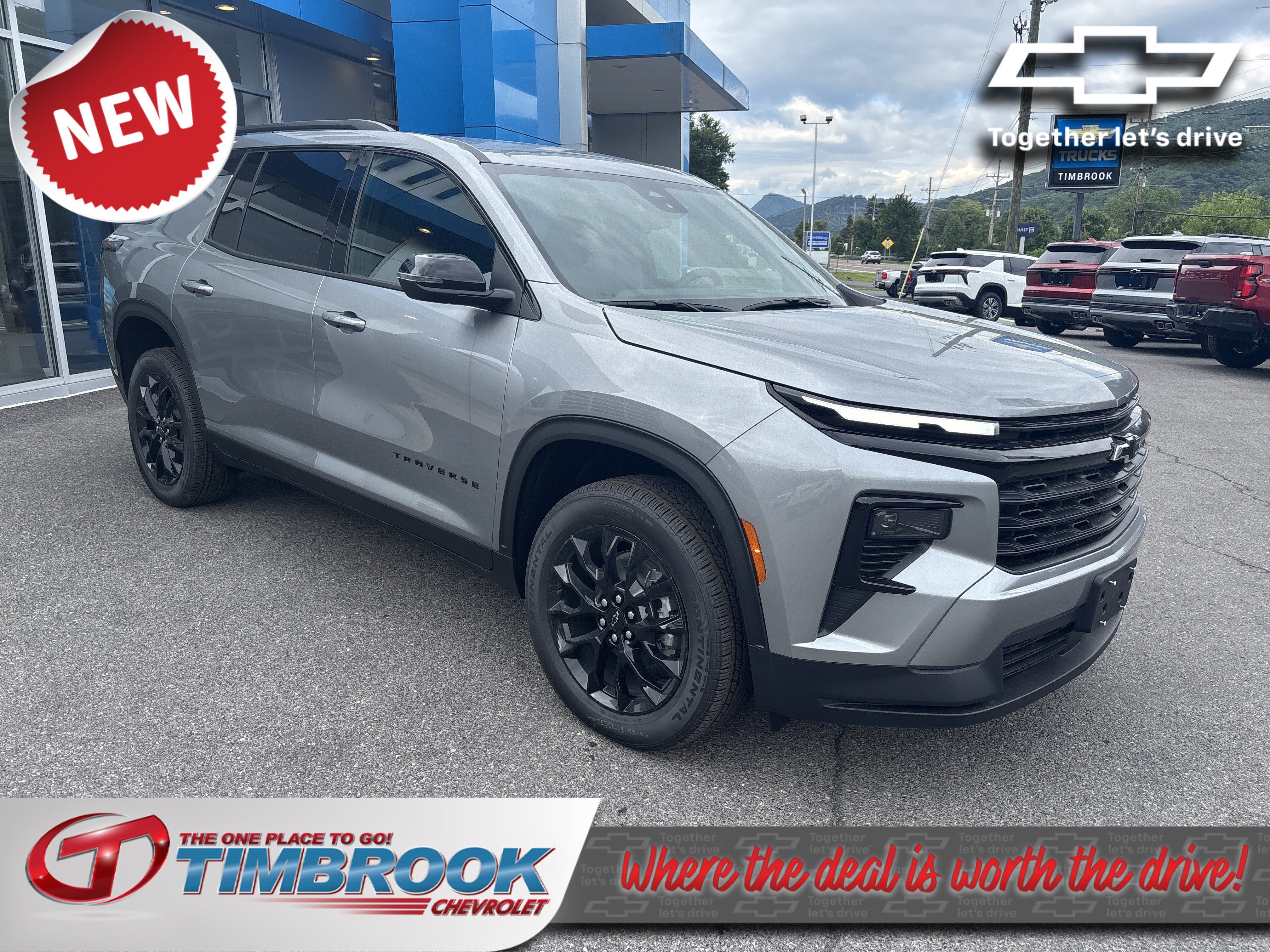 2026 Chevrolet Traverse LT in Sterling Gray Metallic — front three-quarter view