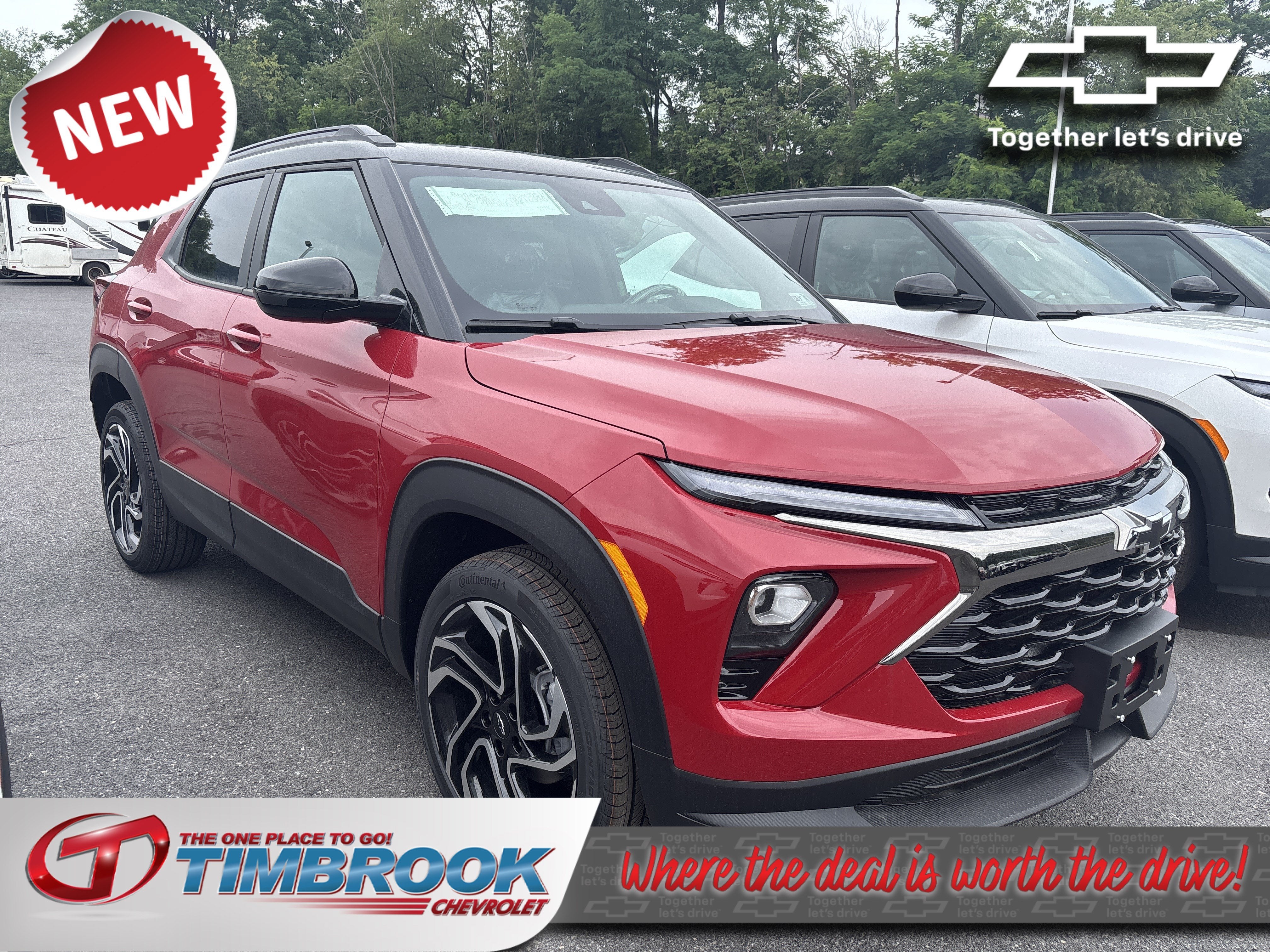 2026 Chevrolet Trailblazer RS in Apex Red — front three-quarter view