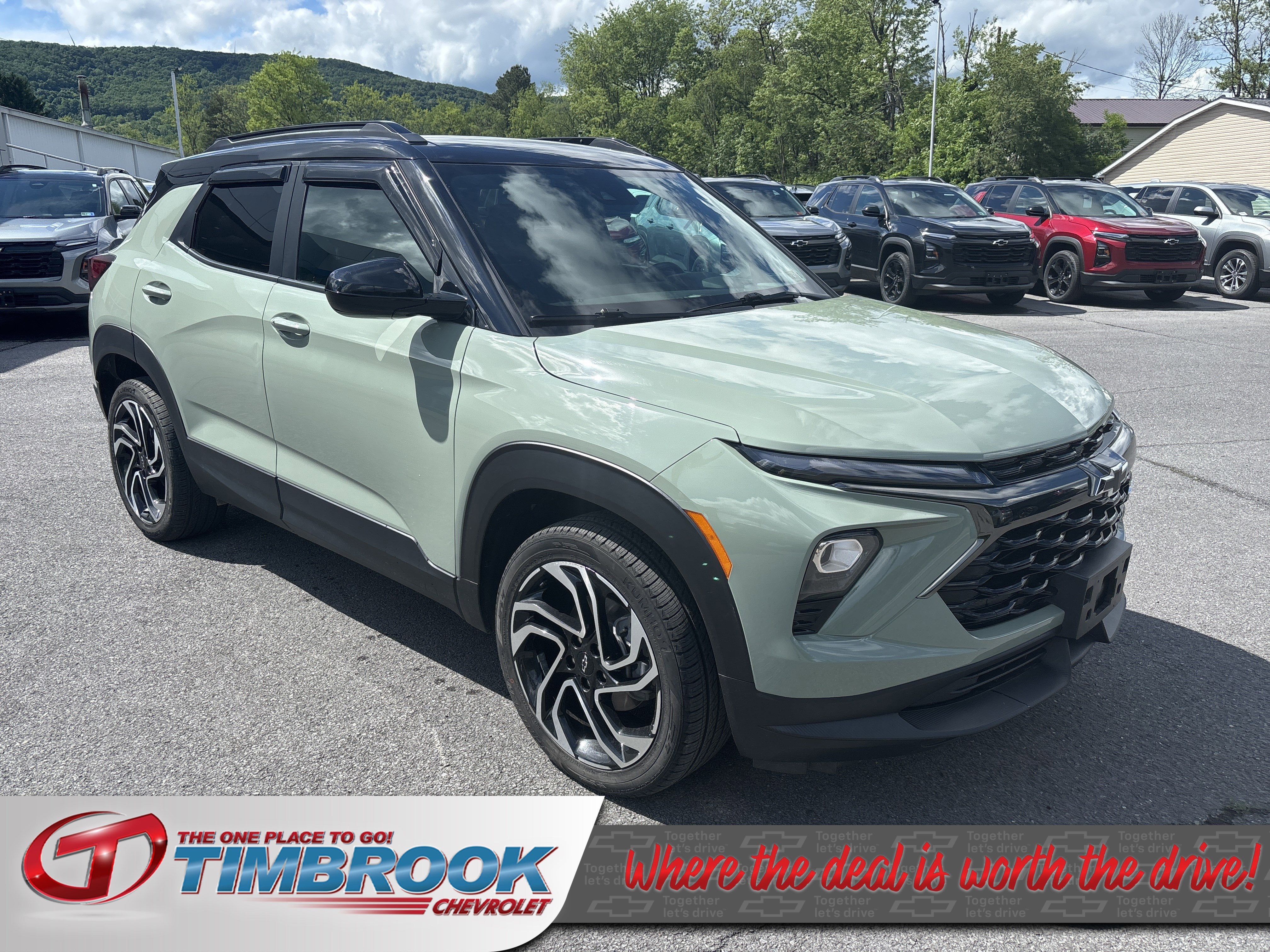 2024 Chevrolet Trailblazer RS in Cacti Green — front three-quarter view